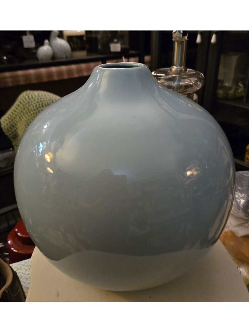 Vintage Blue round Tasia vase.